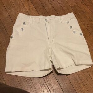 Women's White Button-Detail Shorts